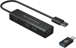 Conceptronic HUBBIES06B - USB Hub - 4x USB 3.2 - Zwart