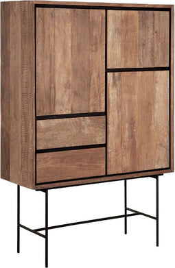 24Designs Metropole Kast Laag – B100 X D40 X H150 Cm - Teakhout