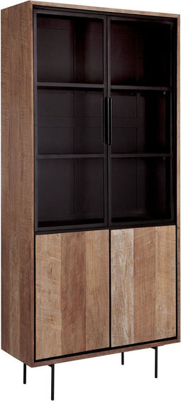 24Designs Metropole Vitrinekast Klein – B100 X D40 X H210 Cm - Teakhout