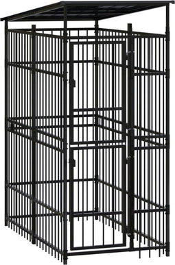 vidaXL - Hondenkennel - met - dak - 1,84 - m² - staal