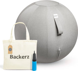 Backerz Zitbal - Ergonomische Zitbal 75 CM - Luxe Linnen Hoes Lichtgrijs