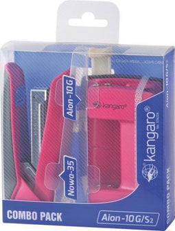 Kangaro perforator + nietmachine combipack- roze - K-7203906