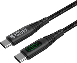 KODAK Câble USB-C LED Ultra Premium - Câble de Charge et de Transfert de Données Haute Vitesse, Indicateur LED, Compatible Charge Rapide, Longueur 1m - Noir