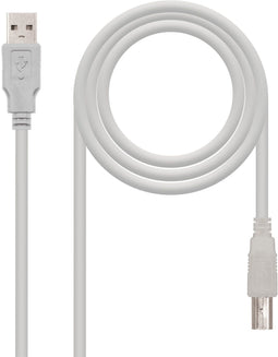 Nanocable 10.01.0102 - USB A naar USB B - Male/male - 100cm - Beige