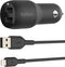 Belkin BoostCharge - Dual USB-A Autolader 24W - 2 Poorten + USB-A naar Lightning Kabel - Zwart