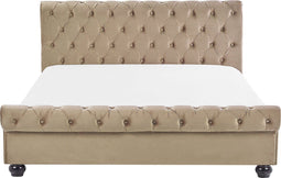 AVALLON - Tweepersoonsbed - Beige - 180 x 200 cm - Fluweel