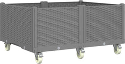 vidaXL - Plantenbak - met - wielen - 100x80x54 - cm - polypropeen - lichtgrijs
