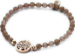 CO88 Collection 8CB 90225 Rekarmband met Natuurstenen en Staal Elementen - Levensboom Bedel 12 mm - One-size - Bruin
