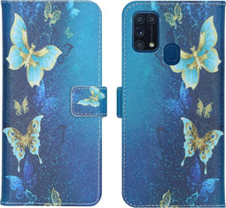iMoshion Hoesje Geschikt voor Samsung Galaxy M31 Hoesje Met Pasjeshouder - iMoshion Design Softcase Bookcase - Meerkleurig / Blue Butterfly
