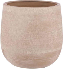 Mica Decorations Bloempot Victor terracotta rond mat beige handgemaakt - 33 x Ø 36 cm