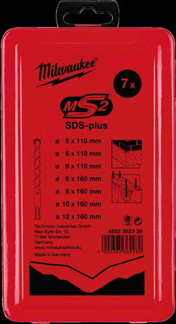 Milwaukee Set SDS-plus hamerboren - 2-kanten snijdend / cassettes SDS-Plus M2 Set - 7 stuks - 4932352339