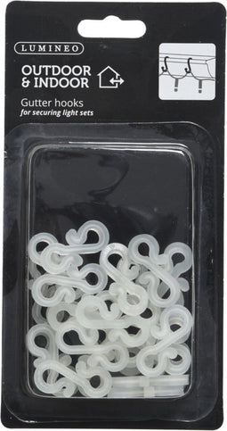 24x Kerstverlichting/feestverlichting bevestiging dakgoot ophang haakjes - Lichtsnoeren ophangen