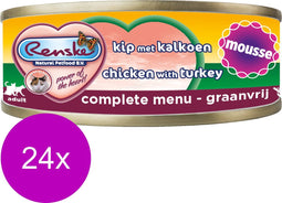 24x Renske Kattenvoer Mousse Kip - Kalkoen 70 gr