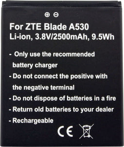 2500 mAh batterij geschikt voor ZTE Blade A530 Li-ion, 3.8V 9.5Wh, Li3826T43P4h705949