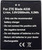 2500 mAh batterij geschikt voor ZTE Blade A530 Li-ion, 3.8V 9.5Wh, Li3826T43P4h705949