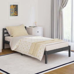 vidaXL - Bedframe - massief - grenenhout - grijs - 90x200 - cm