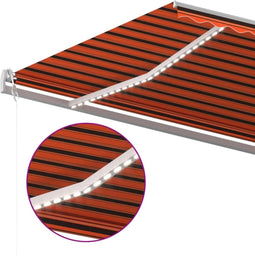 vidaXL - Luifel - automatisch - met - LED - windsensor - 500x300 - cm - oranje - bruin