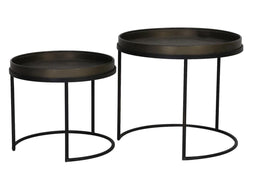 Light & Living COPAN Bijzettafel Set van twee Ø50x44,5+Ø60x54,5 cm tin look