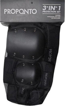PROPONTO 3 in 1 Beschermingsset - Knie elleboog polsbescherming - Zwart - Small