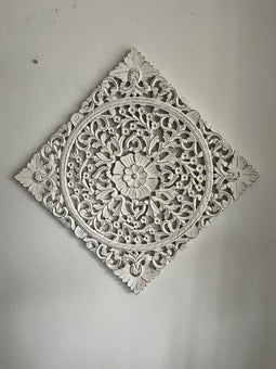 Houten wandpaneel Palma handgemaakt white wash 60 x 60 cm
