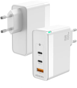 Aisens ASCH-100W3P008-W - Oplader - 100W Power Delivery 3.0 Quick Charge 3.0 - Wit