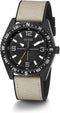 Guess North GW0328G2 - Polshorloge - 42 mm - Zwart met beige band