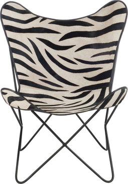 J-Line Lounge Stoel Leder/Metaal Zebra