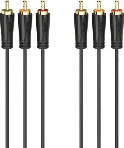 Hama Audio-/videokabel, 3 cinch-stekkers - 3 cinch-stekkers, verguld, 1,5 m