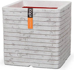 Capi Europe - Bloempot vierkant Row NL - 30x30 - Ivoor - Opening Ø24 - Bloempot voor binnen en buiten - Levenslang garantie - Breukbestendig - 100% Recyclebaar - CO2 Neutraal geproduceerd - KRWI902