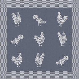 DDDDD Goodmorning - Theedoek - Jacquard geweven - Hanenprint - Blauw - 60x65 cm (6 stuks)