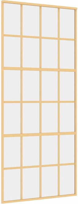 vidaXL - Schuifdeur - 90x205 - cm - helder - ESG-glas - en - aluminium - goudkleurig