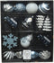 25x stuks kersthangers/kerstballen lichtblauw/wit - Onbreekbare plastic kerstboomversiering kerstornamenten