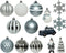 25x stuks kersthangers/kerstballen lichtblauw/wit - Onbreekbare plastic kerstboomversiering kerstornamenten