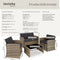 tectake® Wicker tuinloungeset - 2-zitsbank met 2 fauteuils en tafel - Comfortabele kussens - Beige