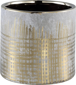 PTMD Cecily Ronde Bloempot - H17 x Ø17 cm - Keramiek - Grijs/goud