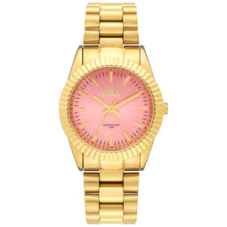 IKKI BRONX BX17 Dames Horloge - 3ATM Waterdicht - RVS - Goudkleurig / Roze