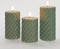 Anna Collection LED kaarsen/stompkaarsen set - 3x st - jade groen - swirl - afstandsbediening