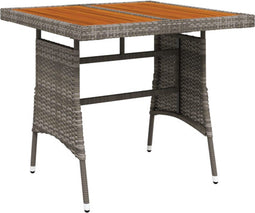 vidaXL - Tuintafel - 70x70x72 - cm - poly - rattan - en - massief - acaciahout - grijs