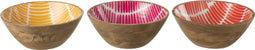 J-Line Mango kom - hout - mix - large - 3 stuks