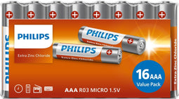 Philips LongLife AAA Batterijen - Zinkchloride - 80% stroombehoud - (16 stuks)