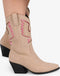 POSH by Poelman BIBI - Enkellaarzen - Cowboy stijl met ritssluiting - Beige met metallic roze