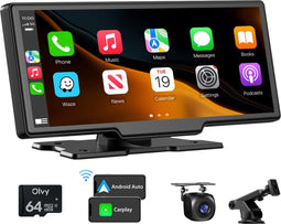 Olvy 10.26inch - Carplay Scherm PRO - Draadloos - Achteruitrijcamera - Zwart