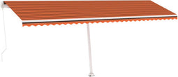 vidaXL - Luifel - handmatig - uittrekbaar - met - LED - 600x300 - cm - oranje - en - bruin
