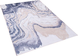 GEBZE - Laagpolig vloerkleed - Donkerblauw - 140 x 200 cm - Polyester