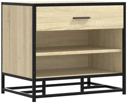 vidaXL - Schoenenbank - 60x40x53,5 - cm - bewerkt - hout - en - metaal - sonoma - eiken