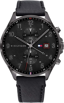 Tommy Hilfiger 1791711 Horloge - Leer - Zwart - Ø 44 mm