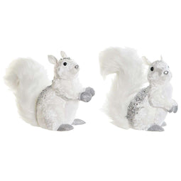 Kerstversiering DKD Home Decor Wit Eekhoorn 22 x 11 x 22 cm (2 Stuks)