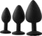 Dream Toys - Set 3 anaalpluggen in 3 maten met witte siersteen - Zwart