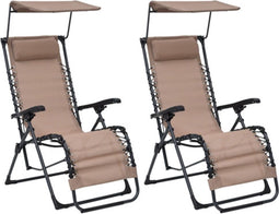 vidaXL - Terrasstoelen - 2 - st - inklapbaar - textileen - taupe