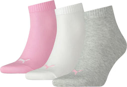 Puma Unisex Quarter Plain (3-pack) - unisex hoge enkelsokken - roze